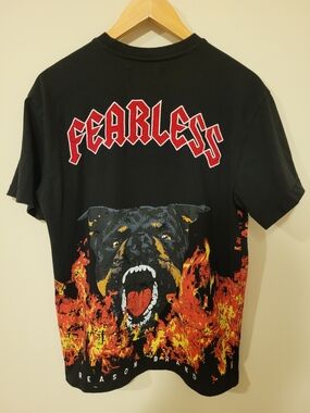 Brand New Men's Black Reason Brand Fearless Rottweiler T-Shirt Size Large